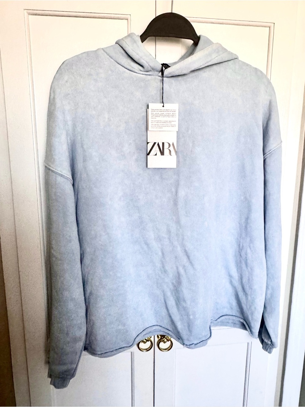 Zara Pale Blue Washed Hoodie